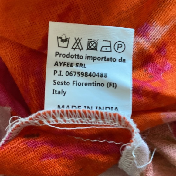 Ayfee Florence tie waist orange,pink and cream floral blouse. Leopard ruffle. M - Picture 16 of 17